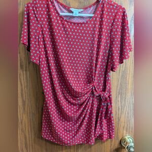 NWOT Liz Claiborne Red and White Patterned Blouse